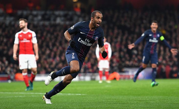 El brasileño Lucas Moura tuvo más de 150 apariciones con el PSG en la liga francesa de 2013 a 2018.