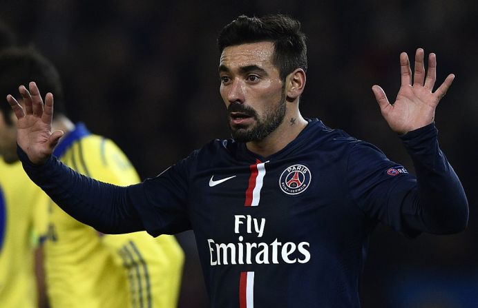 El argentino Ezequiel Lavezzi llegó en 2012 al PSG, por lo que le tocó jugar muchos partidos al lado de Thiago Silva. Dejó el plantel en 2016.