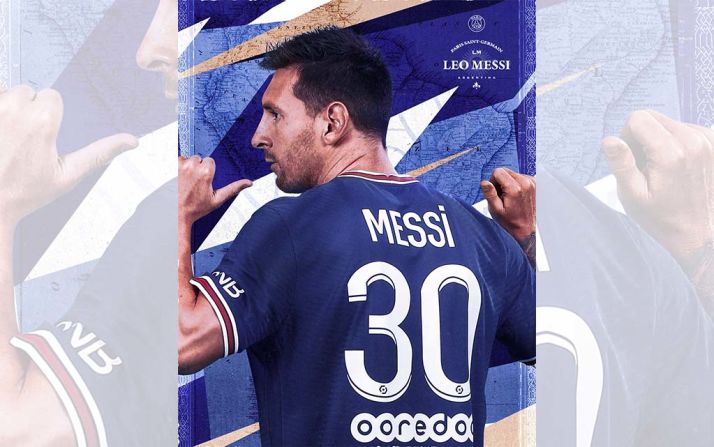 El Paris Saint-Germain revela una fotografía de Lionel Messi portando el número 30 en la camiseta del club francés. Fuente: Cuenta oficial de Twitter del Paris Saint-Germain