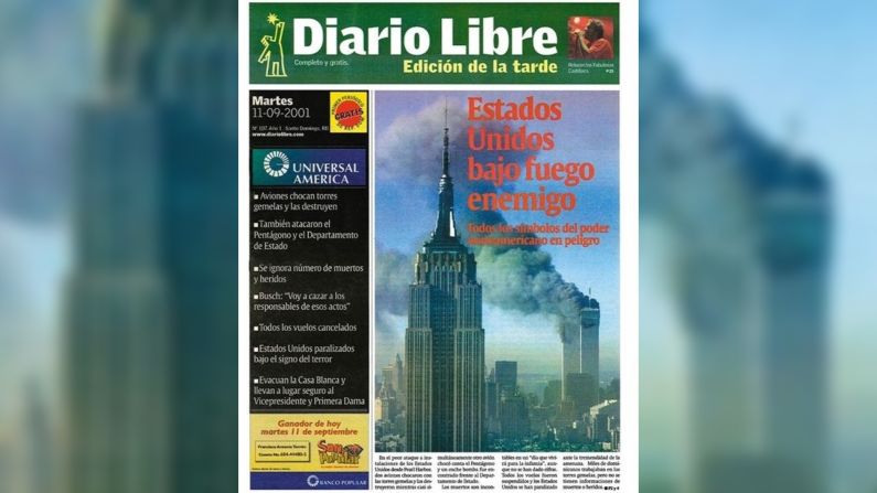 La portada de Diario Libre de República Dominicana: "Estados Unidos bajo fuego enemigo".