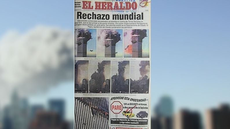 El Heraldo, de Colombia, habló de "Rechazo mundial" y publicó en su portada la secuencia del impacto de uno de los aviones contra las torres.