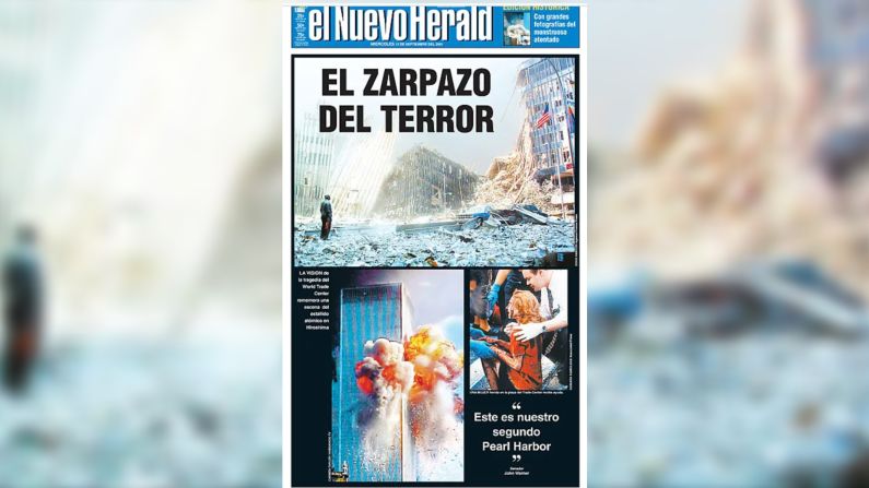 El Nuevo Herald, de Estados Unidos, utilizó tres imágenes para graficar lo que calificó como "El zarpazo del terror".