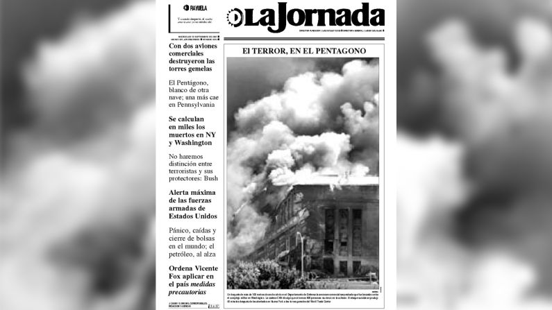 La Jornada, de México, priorizó el ataque al Pentágono en su portada.