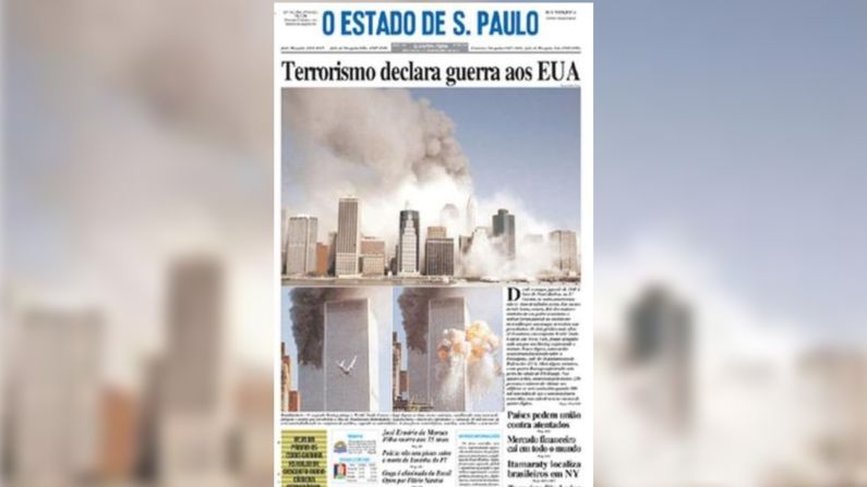 O Estado de San Pablo, Brasil, eligió una portada en la que predominaron las impactantes imágenes bajo el título "El terrorismo declara la guerra a Estados Unidos"