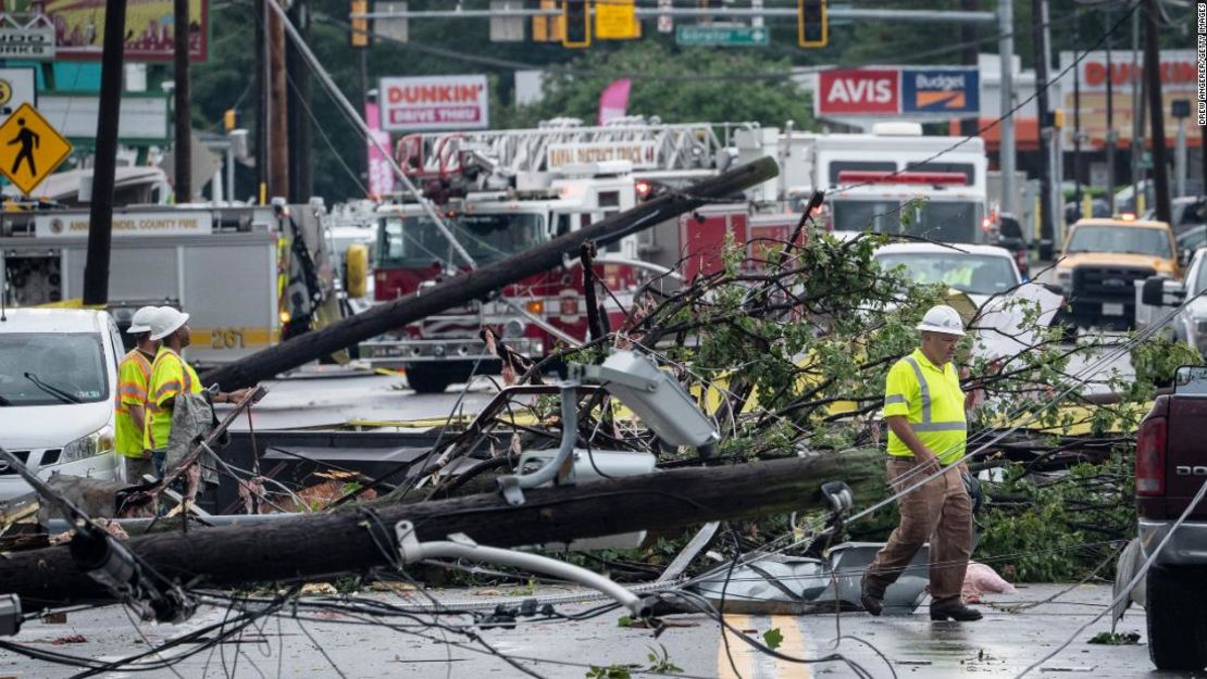 Los efectos del tornado en Annapolis, Maryland.