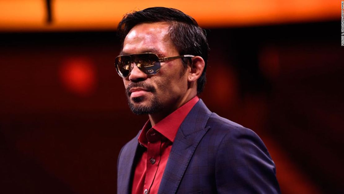 El filipino Manny Pacquiao habla durante una rueda de prensa tras su derrota ante el cubano Yordenis Ugas en el combate de boxeo por el Campeonato del Peso Welter de la AMB, celebrado en agosto en Las Vegas.