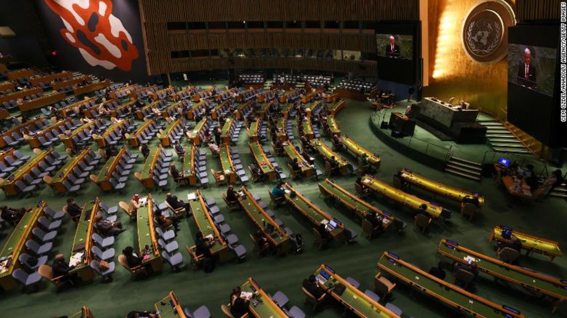 Dentro de la sala de la Asamblea General de la ONU.