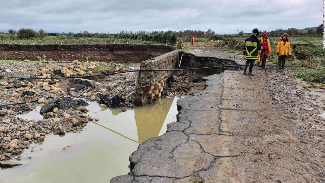 Daños en Scordia, Sicilia, tras el paso de la tormenta por la región.