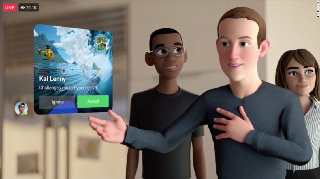 El avatar de Mark Zuckerberg presentando el metaverso en un evento el jueves.