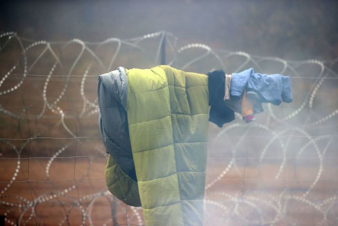 Campamento de migrantes en el bielorruso-polaco frontera en la región de Grodno.