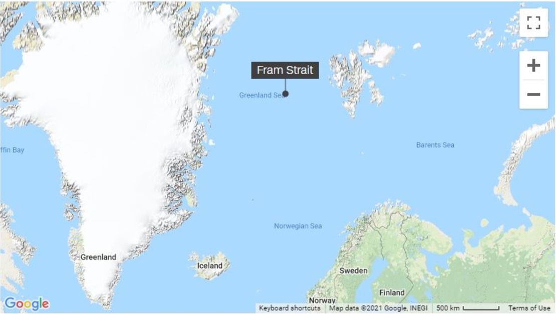 El estrecho de Fram es el lugar en el que convergen el océano Atlántico y el Ártico.