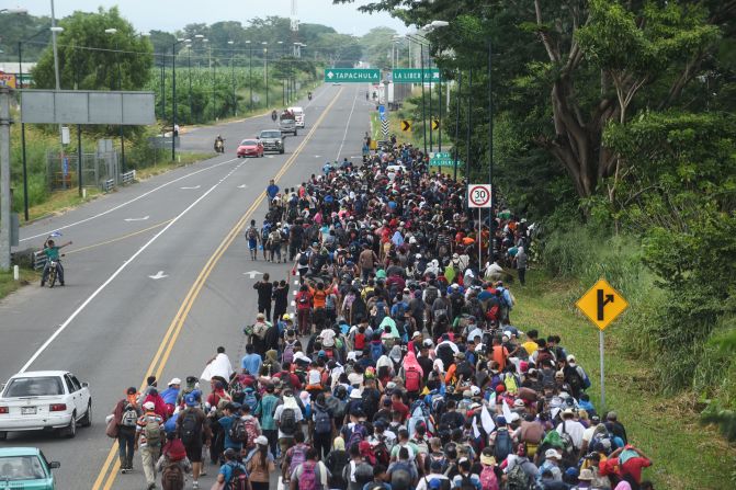 Una caravana de migrantes centroamericanos camino a Tapachula, Chiapas, en México con la intención de llegar a la frontera con Estados Unidos en noviembre de 2018.