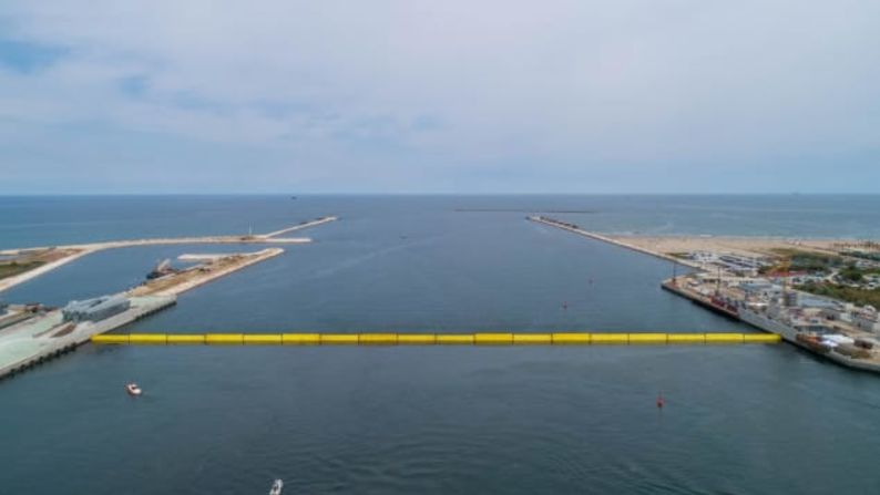 Las barreras de la ensenada de Treporti están divididas en dos por un cuartel en una isla artificial. En su primer año de funcionamiento, no han fallado una sola vez. Crédito: Consorcio Venezia Nuova