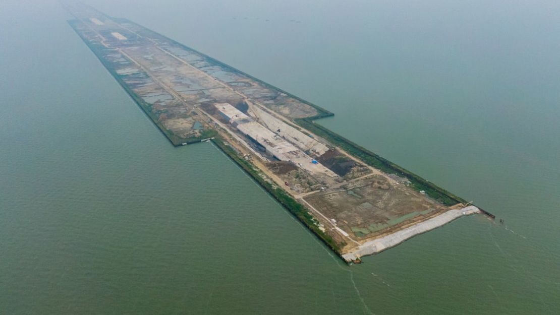 Foto aérea tomada el 5 de septiembre de 2021 de la sección Nanquan del recién inaugurado túnel de Taihu, en la provincia oriental china de Jiangsu. Crédito: Li Bo/Xinhua vía Getty Images