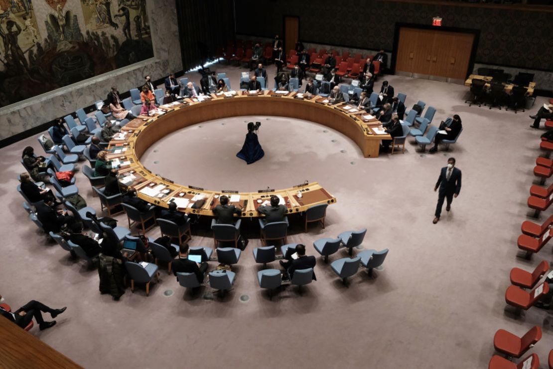 del Consejo de Seguridad de la ONU se reúnen discutir la situación entre Rusia y Ucrania el 31 de enero de 2022.