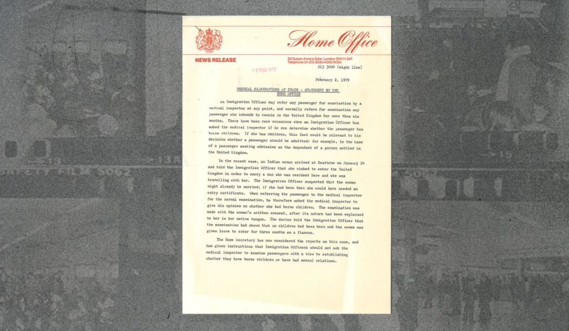 Una gacetilla del gobierno británico reconociendo la práctica, emitida el 2 de febrero de 1979.