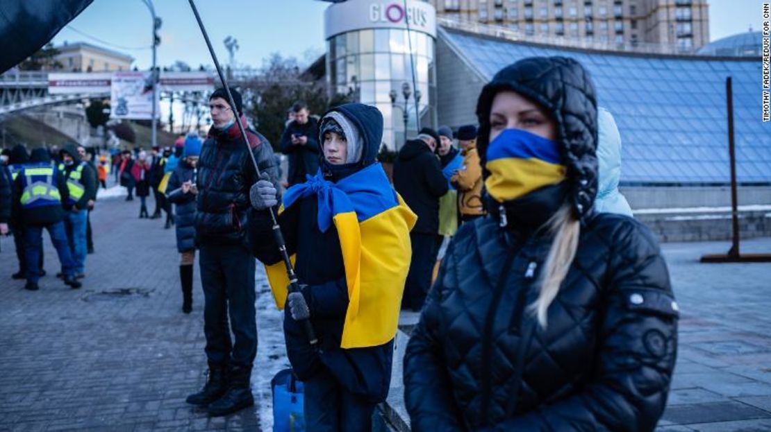 Una manifestación contra la guerra en la Plaza de la Independencia de Kyiv.