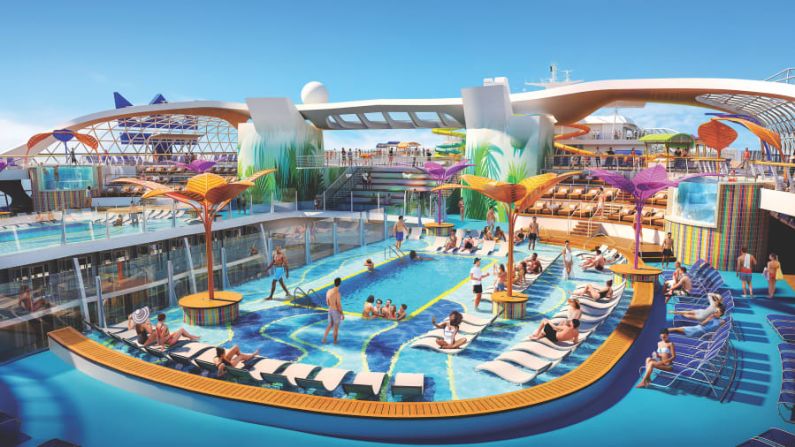 Viaje inaugural: una representación del buque de 362 métros, con capacidad para 6.988 huéspedes, que zarpará en su viaje inaugural desde Fort Lauderdale, Florida, hacia el Caribe el 4 de marzo. Crédito: Royal Caribbean