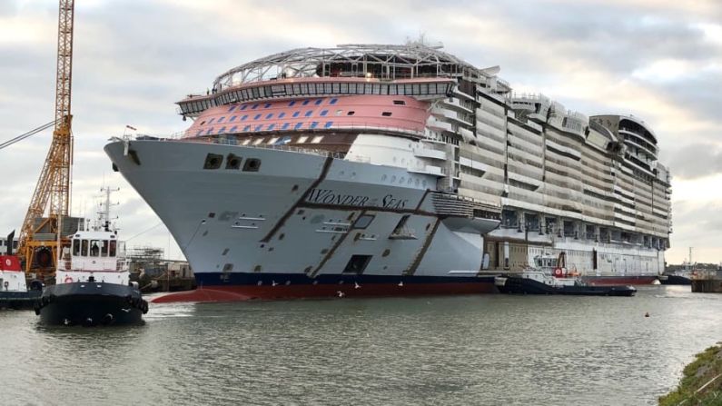 Un barco enorme: el crucero de 236.857 toneladas se construyó en los astilleros Chantiers de l'Atlantique de Royal Caribbean en Saint-Nazaire, Francia durante tres años. Crédito: Royal Caribbean