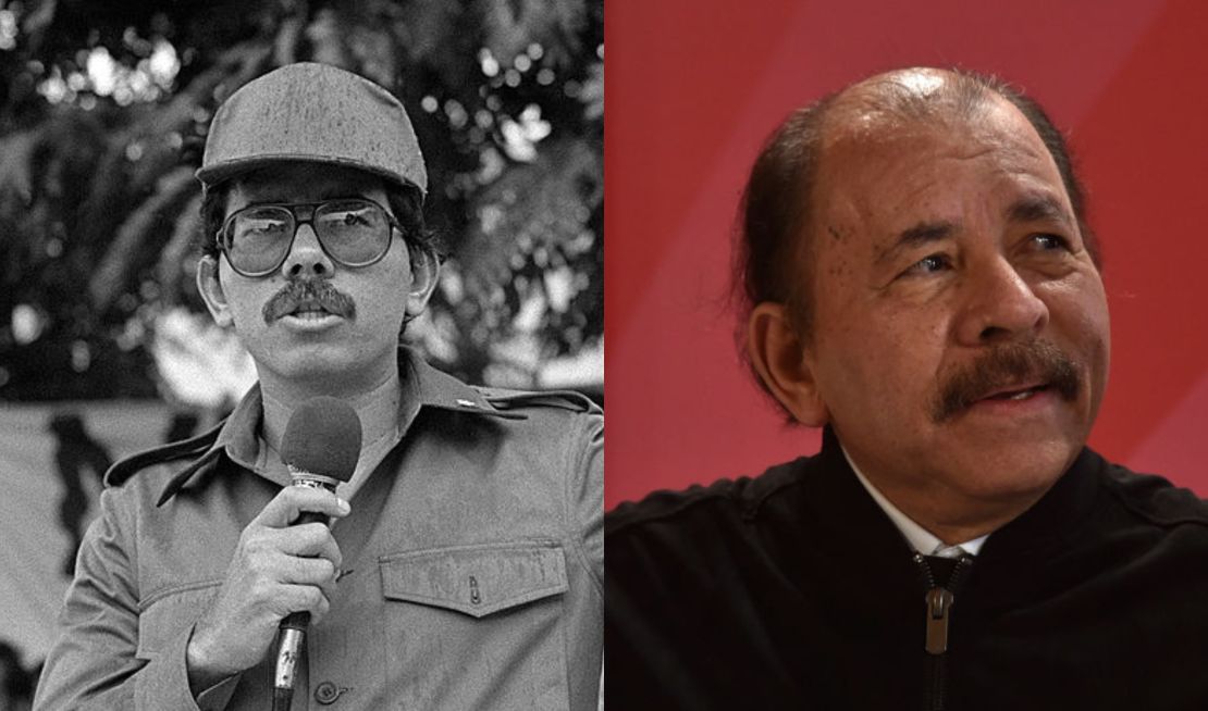 A la derecha: Daniel Ortega en 1985. A la izquierda, en 2021.