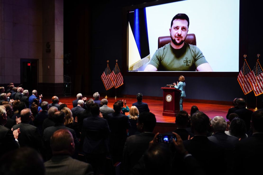 Zelensky durante su discurso.