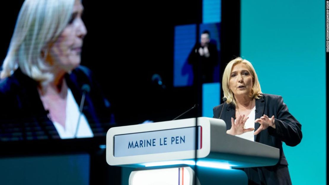 Marine Le Pen habla en un acto de campaña en Reims, Francia, el 5 de febrero.