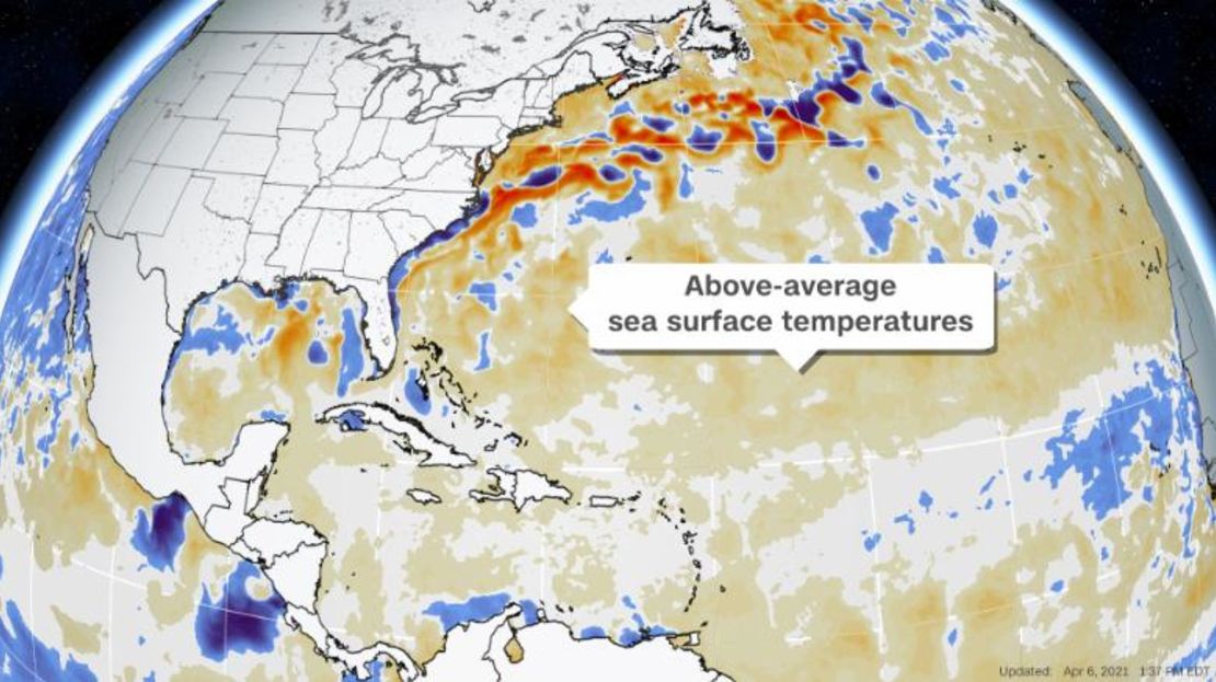 En el mapa: Temperaturas marinas superficiales superiores a la media.