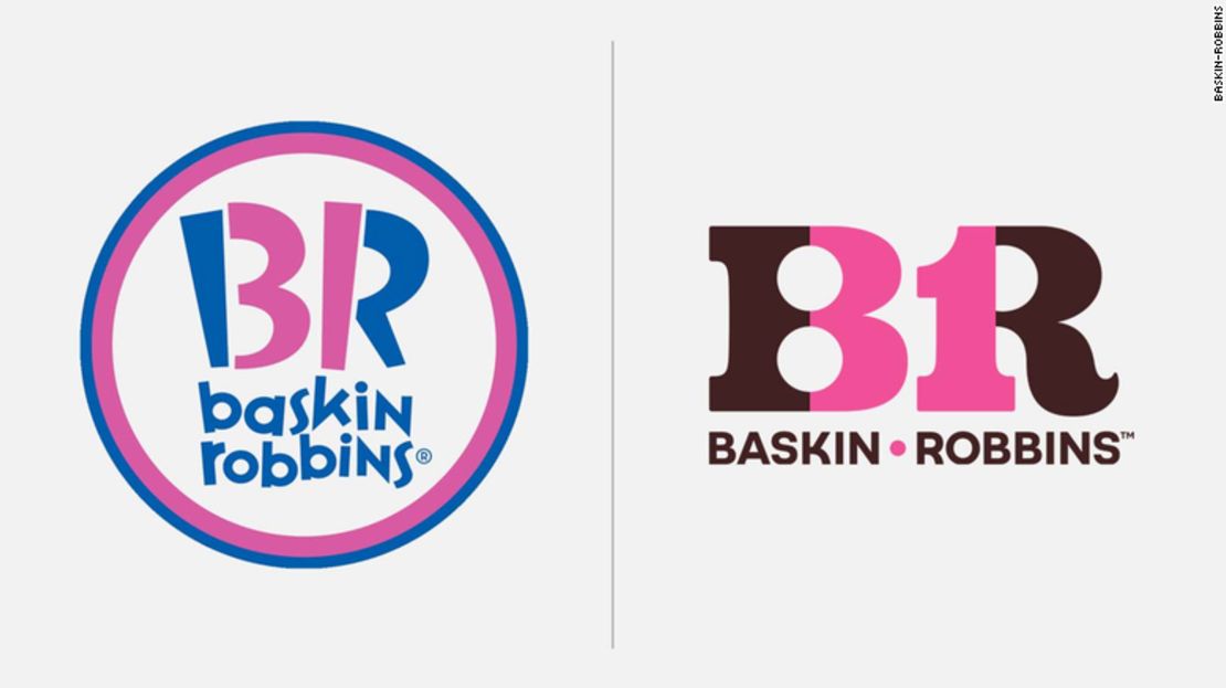 Versión antigua y nueva del logotipo de Baskin-Robbins.