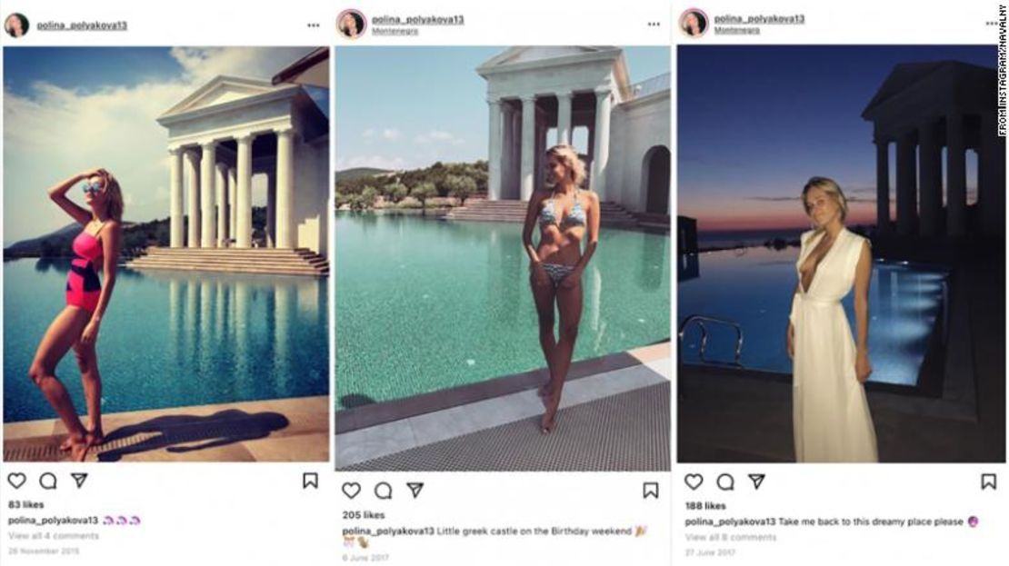 La hija de la supuesta novia de Lavrov, Polina Kovaleva, fotografiada aquí en la villa del oligarca Oleg Deripaska en Montenegro, según la Fundación Anticorrupción, parece beneficiarse de las conexiones de Lavrov con el Kremlin.