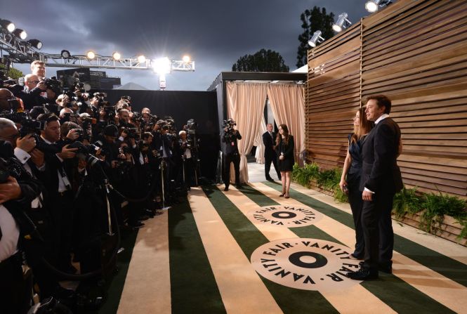 Musk y su entonces esposa, Talulah Riley, asisten a la fiesta de los Oscar de Vanity Fair en 2014. Larry Busacca/VF14/Getty Images for Vanity Fair.