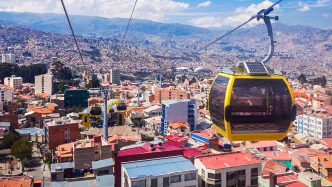 Mi Teleférico es un teleférico en la ciudad de La Paz, Bolivia. Este país sudamericano se encuentra en el nivel 2.Crédito: saiko3p/Adobe Stock