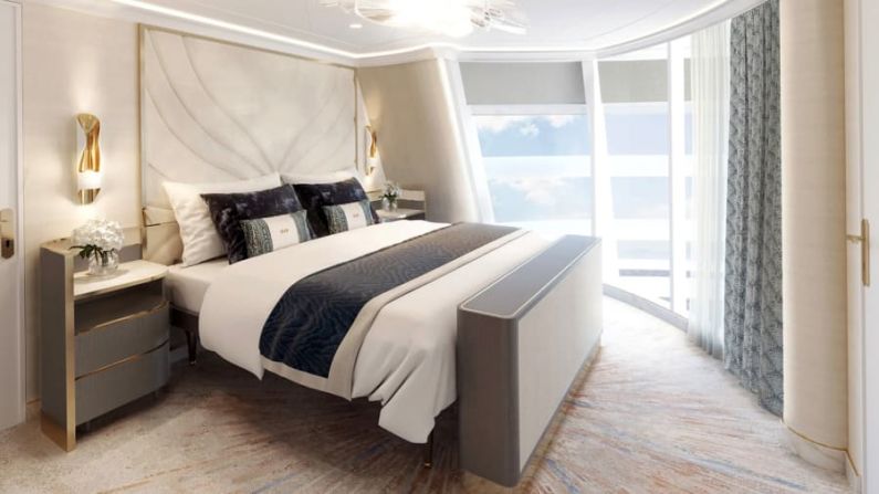 Disney Wish Tower Suite: inspirada en Moana, esta suite única en su género podrá alojar hasta ocho huéspedes a lo largo de sus dos dormitorios y su habitación infantil. Crédito: Disney Cruise Line