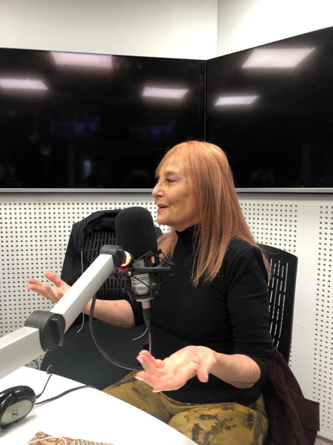 María Rosa Yorio en los estudios de CNN Radio Argentina.