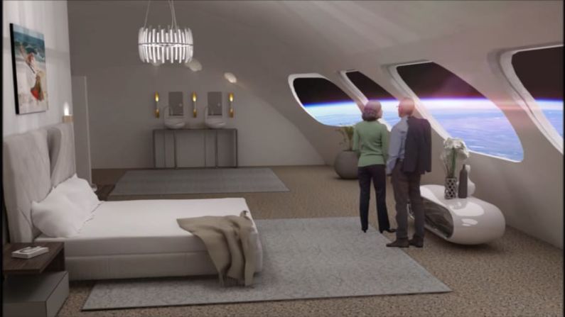 La Tierra en el espacio: el diseño interior de Orbital Assembly no es muy distinto a lo que se pueda ver en un hotel de la Tierra, pero con increíbles vistas al espacio. Crédito: Orbital Assembly.
