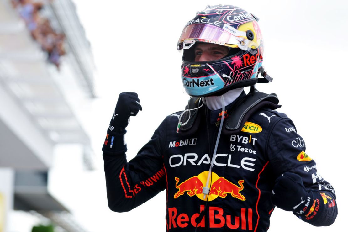 Verstappen celebra en Miami. Crédito: Mark Thompson/Getty Images