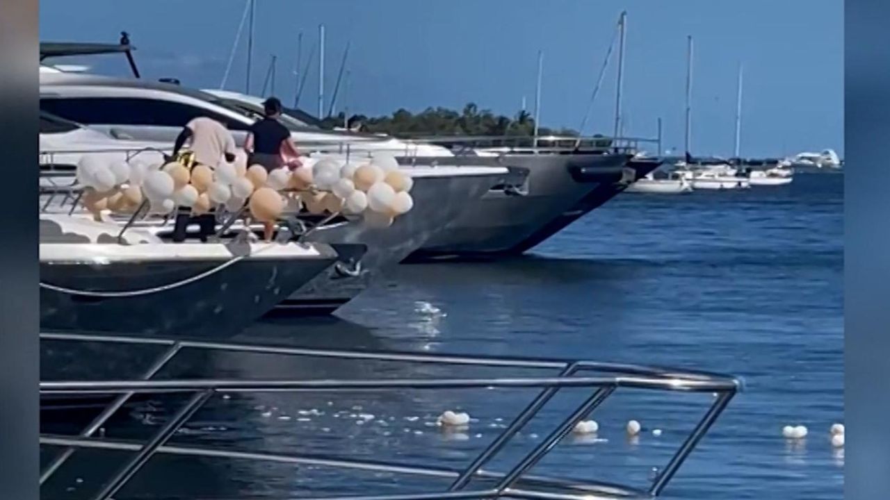 CNNE 1205951 - polemica por tripulacion que desecha globos en el mar en florida