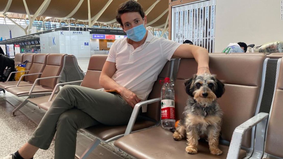 Culver se llevó a su perro de rescate, Chairman, con él en su vuelo desde Shanghái a Ámsterdam.