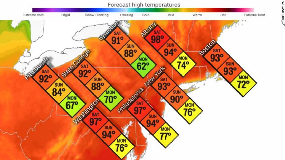 El calor bate récords llegará al noreste este fin de semana.