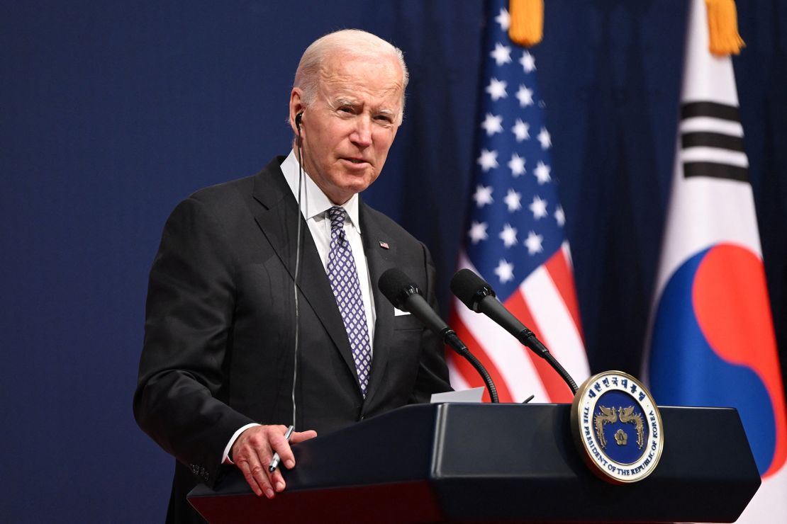 El presidente de Estados Unidos, Joe Biden, habla durante una conferencia de prensa en Seúl, Corea del Sur, el 21 de mayo. (Saul Loeb/AFP/Getty Images)(Photo by SAUL LOEB / AFP)