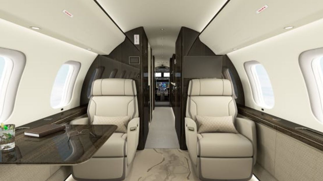 Una representación del interior del avión Global 8000, que está siendo desarrollado por el fabricante de aviones de negocios Bombardier.Crédito: Bombardier Aviation