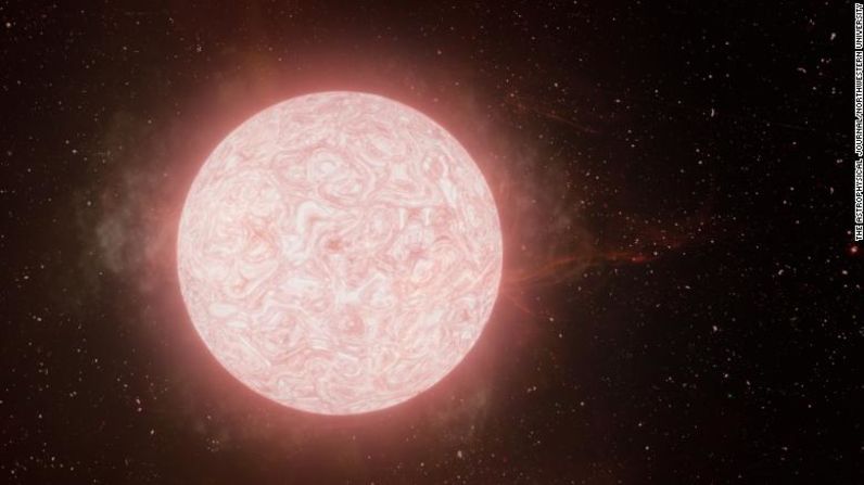 La impresión de este artista muestra una estrella supergigante roja en el último año de su vida que emite una tumultuosa nube de gas y experimenta cambios internos significativos antes de explotar en una supernova.