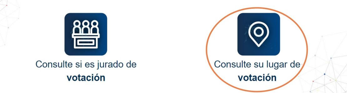 La opción "Consulte su lugar de votación" en la página web de la Registraduría Nacional.