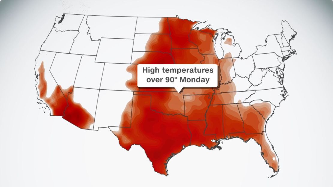 El calor extremo en el centro y sur de EE.UU. se moverá hacia el este esta semana.