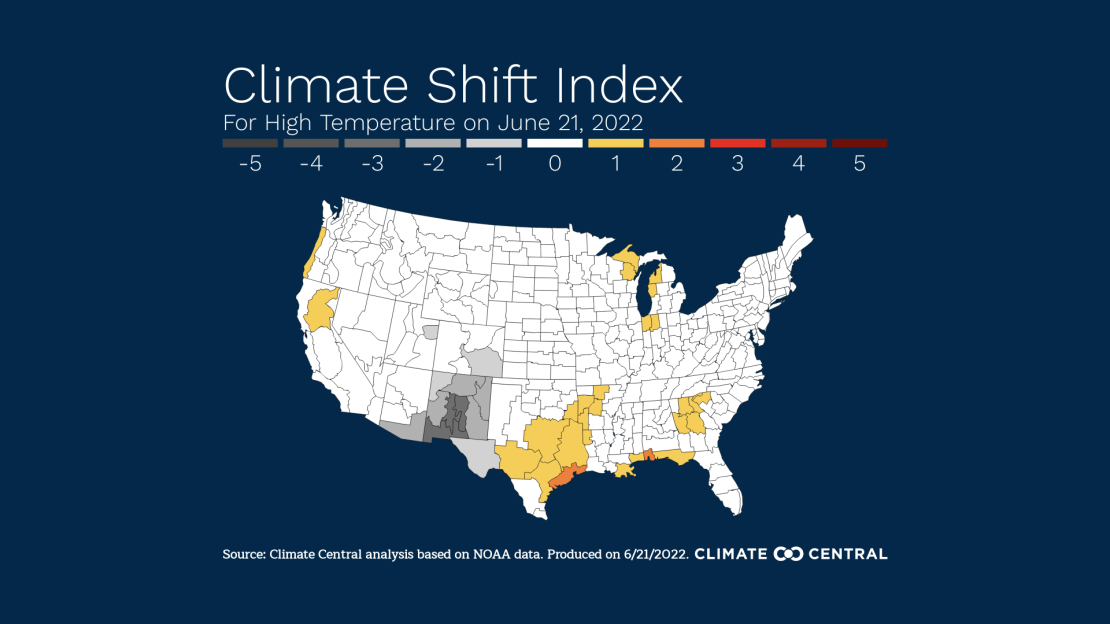 La herramienta de Climate Central, que puedes consultar en línea, te muestra con base en una escala de colores cuál es el impacto en la temperatura del cambio climático.