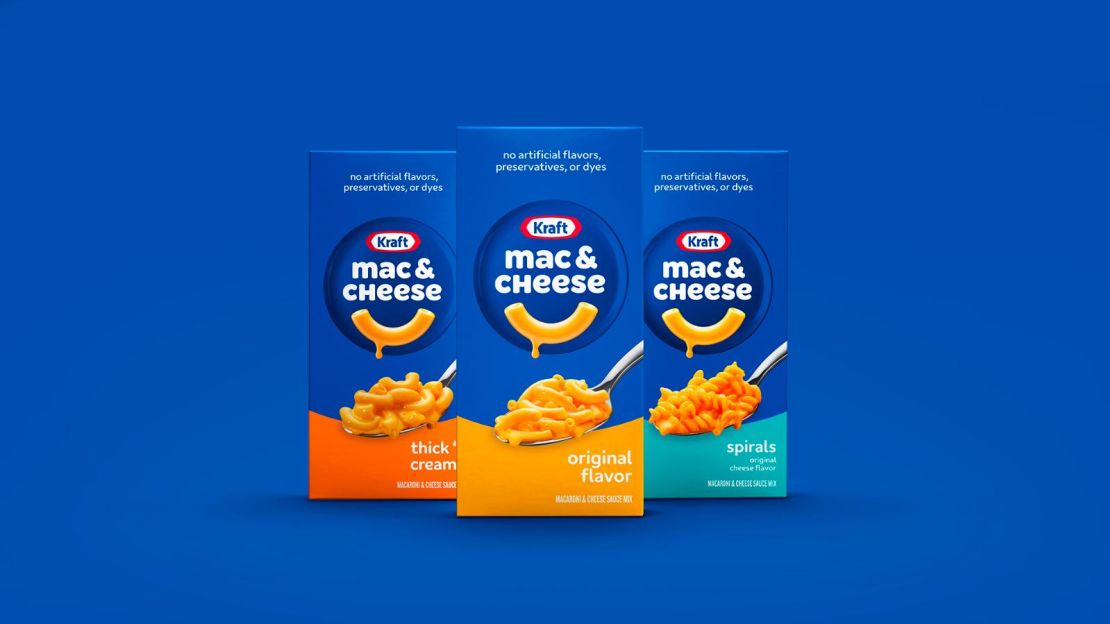 La nueva imagen de los renovados Mac & Cheese de Kraft.