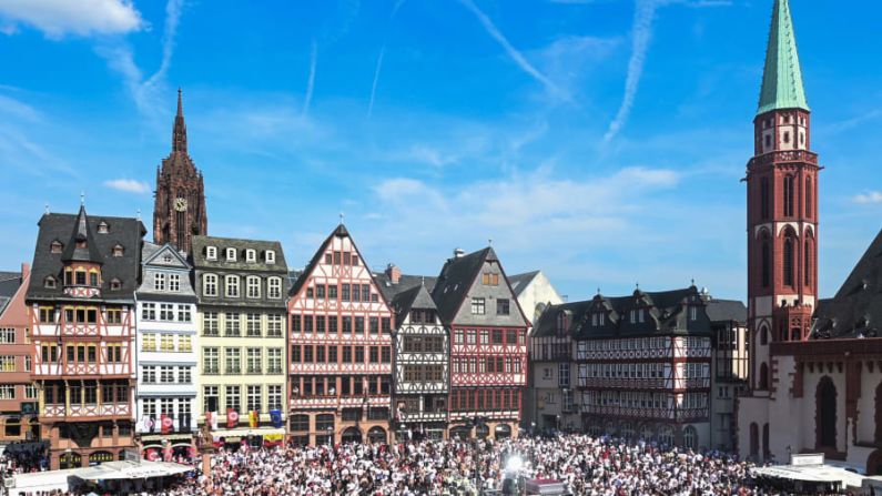 #7. Frankfurt, Alemania: Las conexiones financieras y de transporte globales han hecho de Frankfurt una ciudad ganadora este año. Crédito: Sebastian Gollnow/Pool/AFP/Getty Images