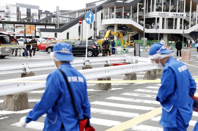 Así estaba la escena de los hechos en Nara, Japón, cerca del lugar donde le dispararon a Shinzo Abe el 8 de julio.