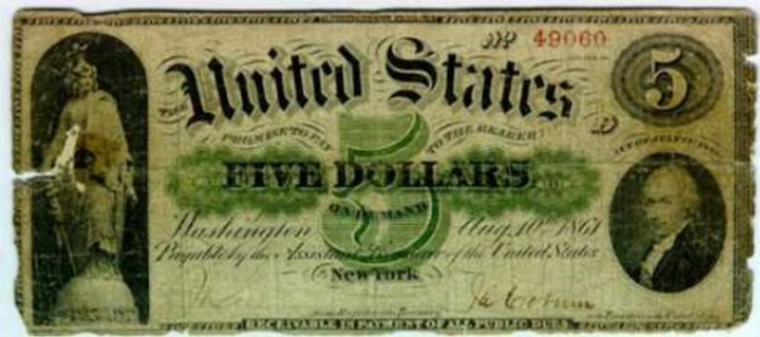 Así se veían los "greenbacks" en 1861.