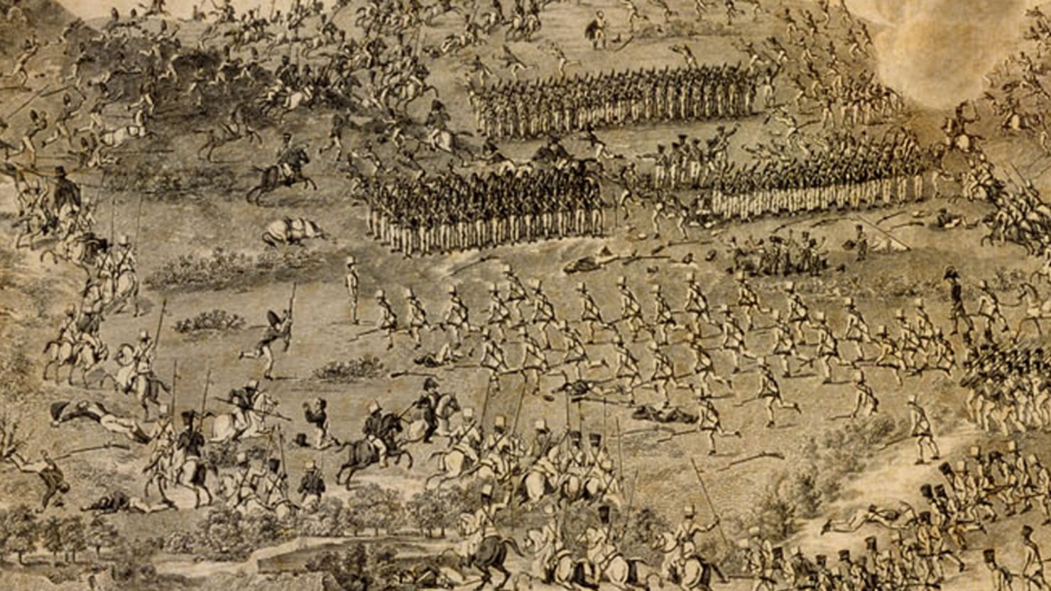 Detalle del grabado "Batalla de Boyacá", del Museo Nacional de Colombia.
