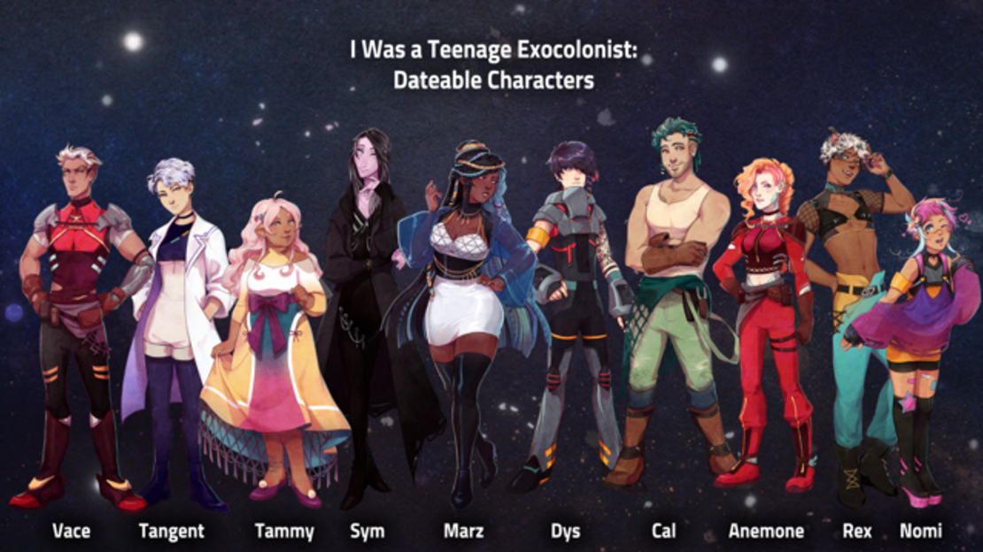 Estos son los personajes principales con los que se puede tener relaciones en "I was a Teenage Exocolonist"